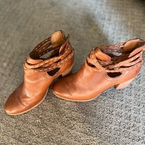 Frye leather booties congac or brown tan used great condition and comfortable
